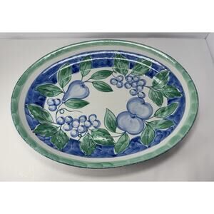 NANCY CALHOUN OVAL SERVING PLATTER MOONLIGHT PORTUGAL CERAMIC/POTTERY 18 X 14 IN